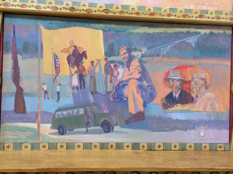 Painting commemorating Hispanos' work on the Manhattan Project at El Convento in Española.